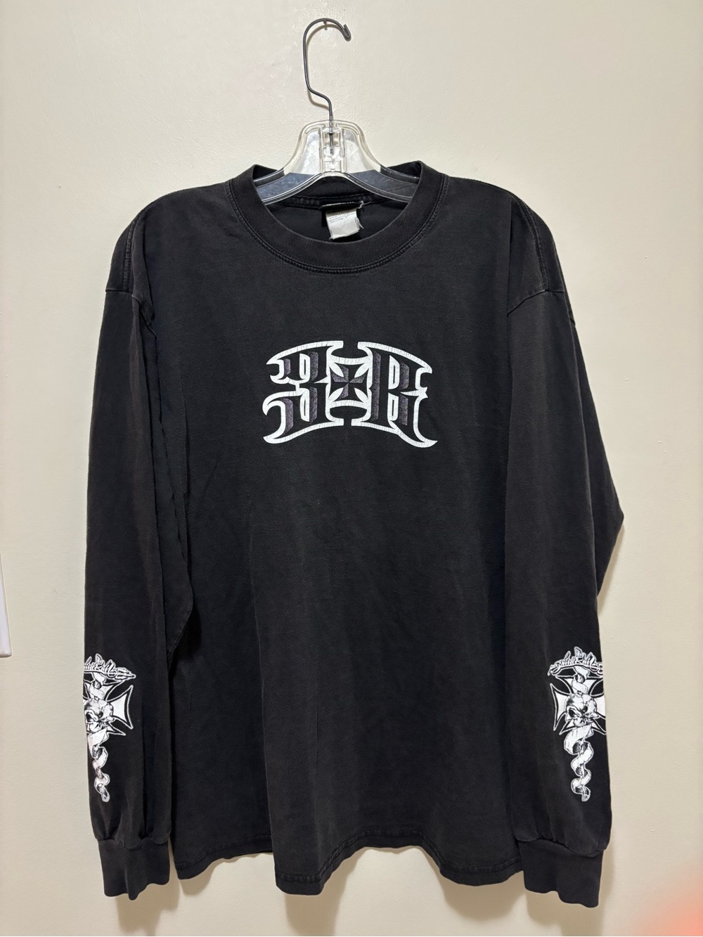 Vintage 90s / Y2K 3rd Rail Brand Gothic "3R" Logo Long Sleeve Black Skater